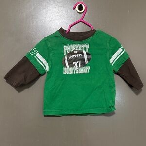 Okie Dokie Green and Brown Long Sleeve Football Tee
